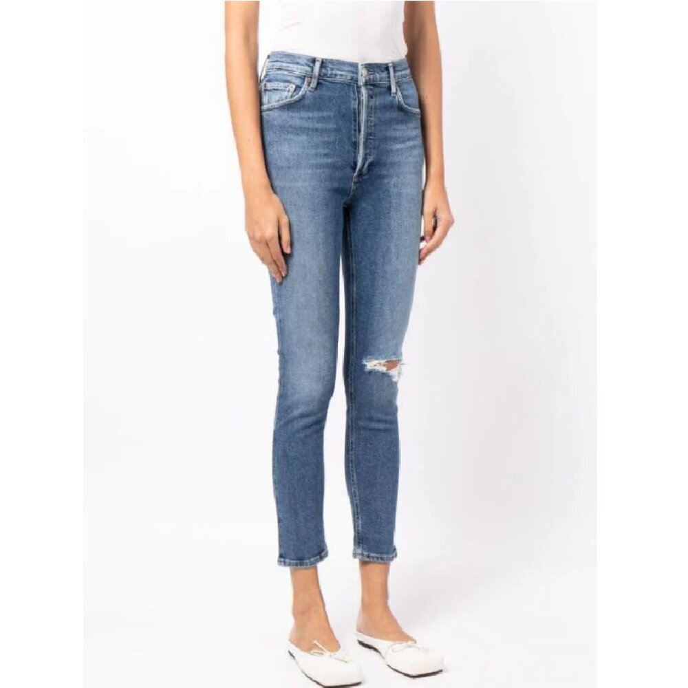 AGOLDE Nico Medium Wash Denim High Rise Skinny Jeans Button Fly Women's 23